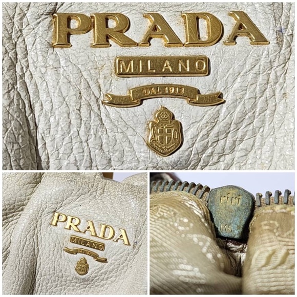 Authentic Prada Cervo Lux Shimmer Hobo Bag Off-White - Picture 11 of 16